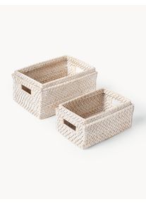 Förvaringskorgar Lurdes med lock, 2st Beige Rotting Set med olika storlekar | Westwing Collection