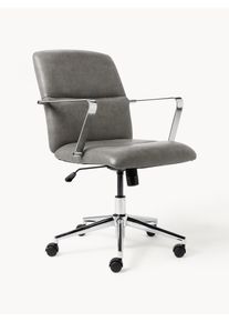 Skrivbordsstol i Konstläder Reto med Armstöd, höjdjusterbar Grå, Svart, Silver Trä, Fuskläder, Plast, Metall, Tyg B 60 x D 68 cm | Westwing Collection