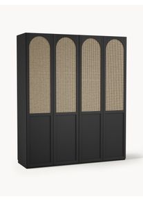 Modul&aacute;rna &scaron;atn&iacute;kov&aacute; skriňa s kr&iacute;dlov&yacute;mi dverami Jeanne, &Scaron; 200 cm, r&ocirc;zne možnosti Čierna Drevo Premium Interior, &Scaron; 200 x V 236 cm | Westwing Collection