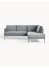 Velvet Corner Sofa Fluente Grey Velvet, Metal B 221 x D 200 cm, Hjørnedel højre | Westwing Collection