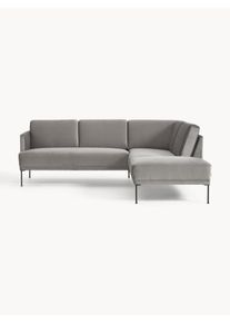 Velvet Corner Sofa Fluente Grey Velvet, Metal B 221 x D 200 cm,Höger hörndel | Westwing Collection