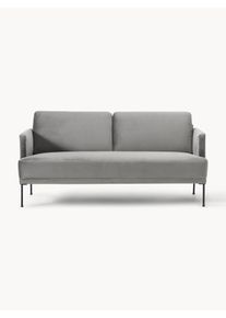 Velvet Sofa Fluente (2-seater) Grey Velvet, Metal B 166 x D 85 cm | Westwing Collection