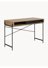 AC Design Narrow Desk Angus with Storage Space Brown Wood, Metal B 110 x D 50 cm