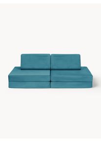 Funzy Kids' Handmade Modular Velvet Play Sofa Mila Turquoise Velvet B 130 x D 65 cm