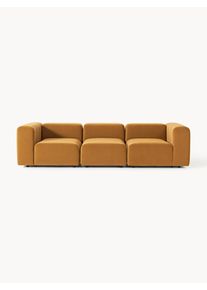 Modular Velvet Sofa Lena (4-seater) Yellow Velvet B 287 x D 106 cm | Westwing Collection