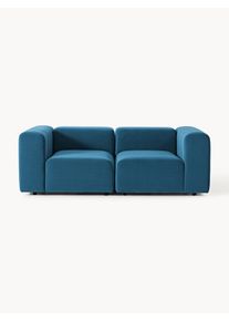 Modular Velvet Sofa Lena (3-seater) Blue Velvet B 211 x D 106 cm | Westwing Collection