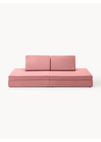 Funzy Kids' Handmade Modular Velvet Play Sofa Mila Pink, Rose Synthetic fibre, Plastic, Velvet, Fabric B 168 x D 84 cm