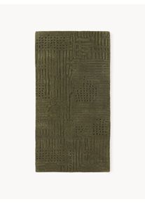 Ręcznie tuftowany dywan z wełny Merima Zielony Tkanina, Wełna S 80 x D 150 cm (Rozmiar XS) | Westwing Collection