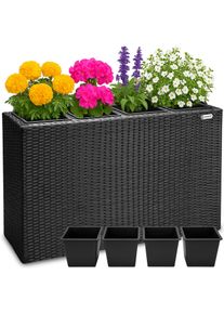 Casaria Polyrattan Bloempot Zwart 95x27x60cm