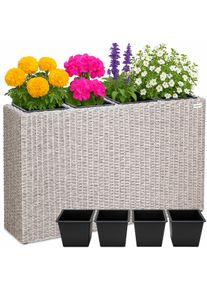 Casaria Polyrattan Bloembak Creme 95x27x60cm