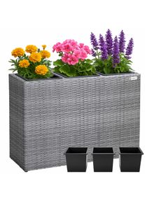 Casaria Polyrattan Bloembak Grijs 83x30,5x60cm