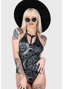 Killstar - Lunar Tide Black - Strój kąpielowy - czarny - M - 91% poliester, 9% elastan,Syntetyki