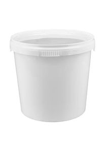 1 liters spand af hvid PP-plast med låg