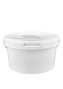 3,5 liters spand af hvid PP-plast med låg