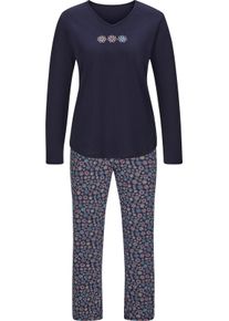 wäschepur Dames Pyjama marine geprint Maat 48/50