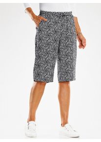 Dames Bermuda's met comfortband rondom in wit/zwart geprint ,maat 36, WITT, 100% Viscose