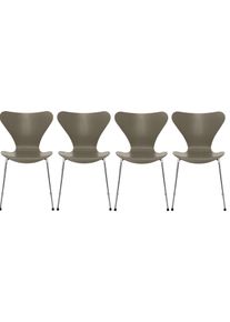 Sept / Série Chaise 3107 Frêne Set de 4 pièces Fritz Hansen Olive green