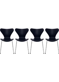 Sept / Série Chaise 3107 Frêne Set de 4 pièces Fritz Hansen Midnight blue