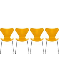 Sept / Série Chaise 3107 Frêne Set de 4 pièces Fritz Hansen True yellow