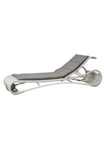 Escape Bain de soleil blanc-gris incl. coussin en taupe Cane-Line