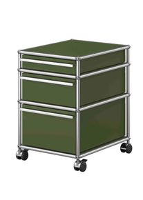 USM Haller Caisson à roulettes avec 3 tiroirs Vert olive