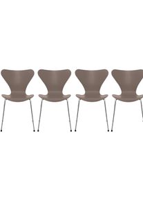 Sept / Série Chaise 3107 Frêne Set de 4 pièces Fritz Hansen Deep clay
