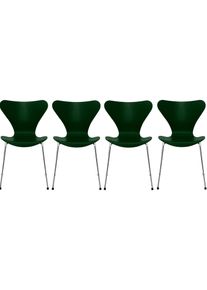 Sept / Série Chaise 3107 Frêne Set de 4 pièces Fritz Hansen Ever green