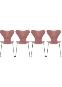 Sept / Série Chaise 3107 Frêne Set de 4 pièces Fritz Hansen Wild rose