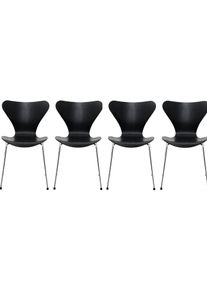 Sevens / Série 3107 chaise Ash Set de 4 pièces Fritz Hansen Noir
