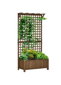 Outsunny Wood Planter with Trellis for Vine Climbing, Raised Garden Bed, Privacy Screen for Backyard, Patio, Deck, Coffee | Aosom Ireland