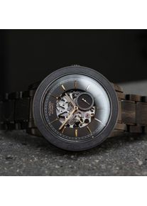 Reloj Hombre Automático Esqueleto Guatapé, Correa de Acero Inoxidable Gris, Holzkern
