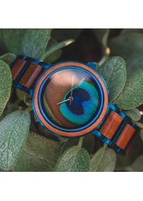 Orologio Donna Mindful con Piuma di Pavone & Cinturino in Acciaio Inox Blue