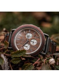 Holzkern Holzuhr Alpenglühen (Walnuss/Walnuss), Herren, Naturholz