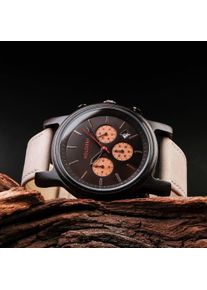 Holzkern Holzuhr Lichtung (Akazie/Nachtschwarz), Herren, Naturholz