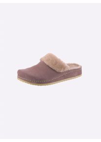 MUBB Damen Pantoffel in rosenholz ,Größe 37, Witt, 80% Veloursleder, 20% Lammfell