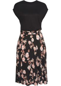 Lascana Dames Jersey jurk in zwart/oranje bedrukt ,maat 36, Witt, 100% Viscose
