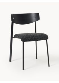 Silla tapizada de madera de roble Nadia Negro Madera maciza, Madera An 52 x F 56 cm | Westwing Collection