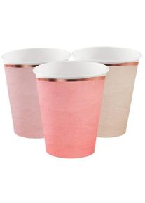 Ginger Ray 8 gobelets en papier pastel avec bord or rose 260ml