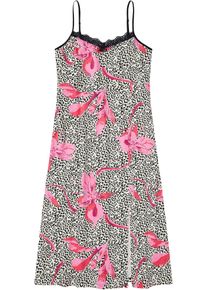 bonprix Mujer, Camisón largo con encaje discreto, negro, 40/42