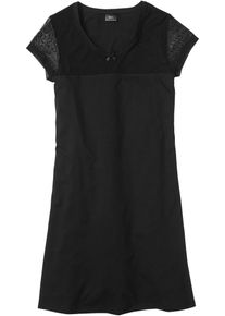 bonprix Femei Cămașă de noapte scurtă din bumbac organic, negru, 48/50