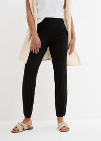 bonprix Spodnie z gumką w talii, high waist (2 pary), czarny, 52/54
