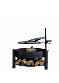 Vatră de Foc Multifuncțională cu Grătar, 80cm, Oțel Natural