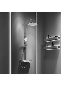 Artiviana Svago PUSH square Colonne de douche avec mitigeur thermostatique pour 2 sorties, avec tablette, R0430EA5CR,