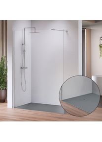 rivea Dia Receveur de douche aspect pierre avec revêtement antidérapant, BR0001CR+BR000005+BR0513GM,