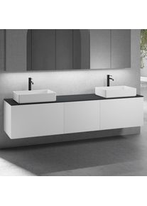 neoro n50 Ensemble de meubles l : 220 cm, 3 tiroirs, 2 lavabos l : 58 cm blanc mat,, 2#BN0065WM+2#BN0432WM+BN0431WM+BN0415BM,