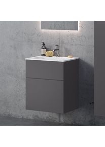 neoro n50T46 Meuble bas l: 60 cm, 2 tiroirs, vasque rectangulaire blanche mate,, BN0072GR,