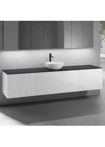 neoro n50 Ensemble de meubles l : 220 cm, 3 tiroirs, lavabo Ø 40 cm blanc mat,, BN0064WM+2#BN0431WH+BN0433WH+BN0415BM,