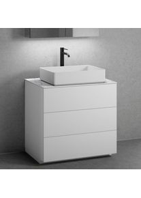 neoro n50 Meuble bas l: 80 cm, 3 tiroirs, vasque l: 58 cm, blanc mat,, BN0065WM+BN0452WM+BN0402C1,