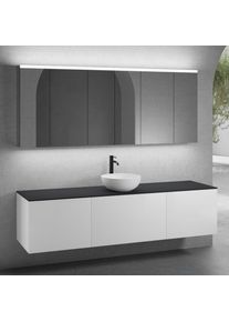 neoro n50 Ensemble de meubles l : 200 cm, 3 tiroirs, vasque Ø 40 cm blanc mat, avec armoire de toilette,,