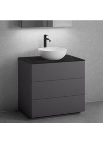 neoro n50 Meuble bas l: 80 cm, 3 tiroirs, vasque Ø 40 cm blanc mat,, BN0064WM+BN0452GR+BN0402C2,